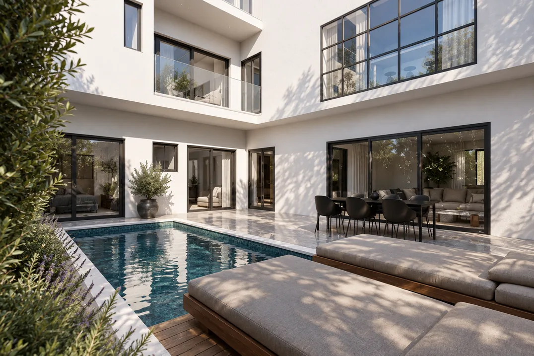 Visualisation: the shared pool courtyard