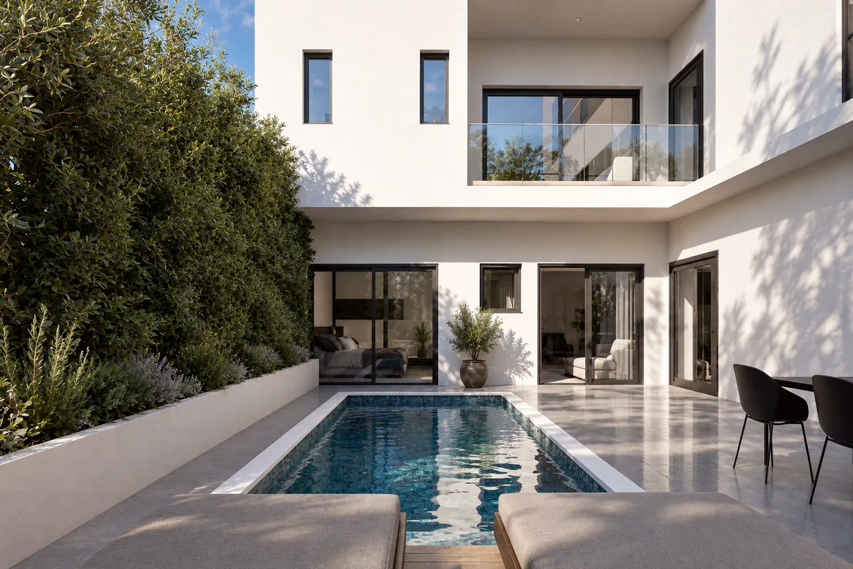 Visualisation: the pool and terrace