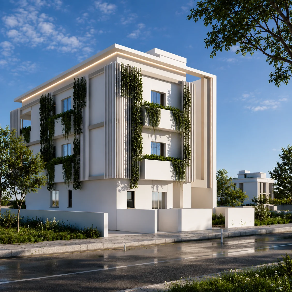 Babylon Residence, a contemporary three-apartment building in Germasogeia, Limassol