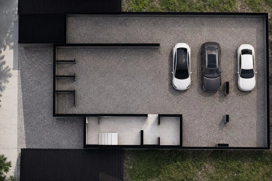 Basement plan of Babylon Residence: three covered parking spaces and three storage rooms