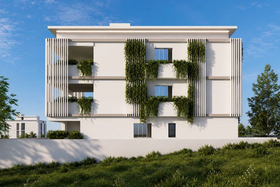 Side elevation of Babylon Residence with vertical planting