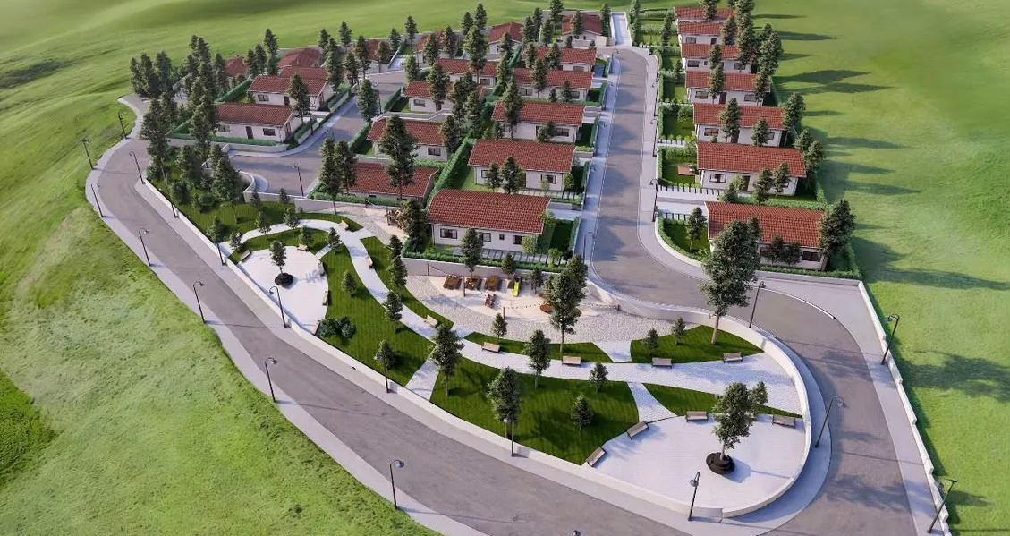 Visualisation of the 25 houses on the Monagrouli land, Limassol, seen from above